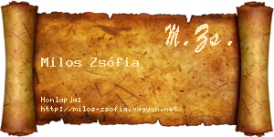 Milos Zsófia névjegykártya
